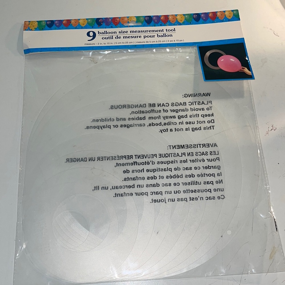 9 piece ballon size measuring tool